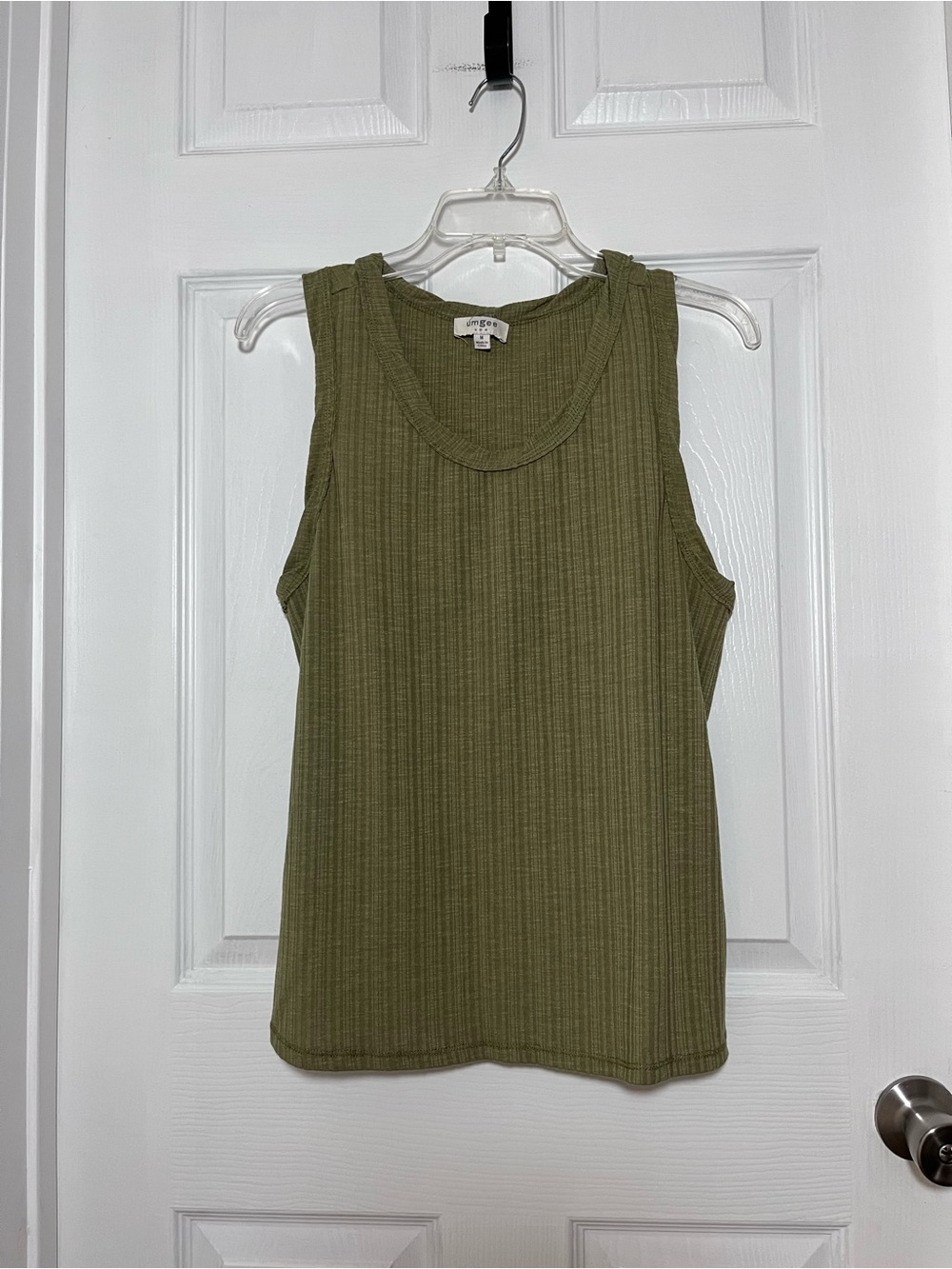 Umgee Olive Green Ribbed Scoop Neck Tank